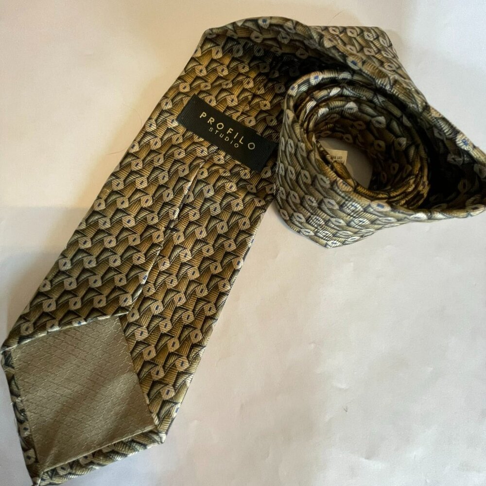 PROFILO STUDIO Italian Silk Tie | Luxury Designer Necktie Geometric jacquard